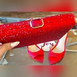Red Hot shoes with matching clutch